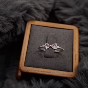 Elegant Pink Gemstone Silver Ring